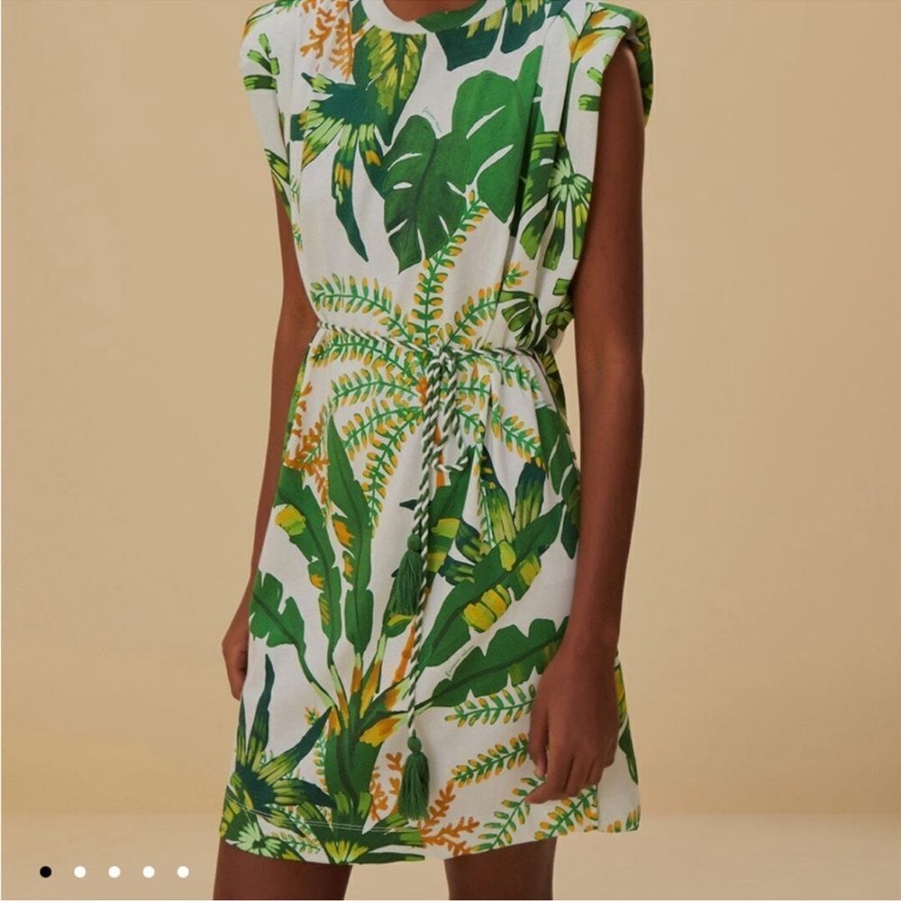 Farm Rio Tropical Forest Strong Shoulder Dress